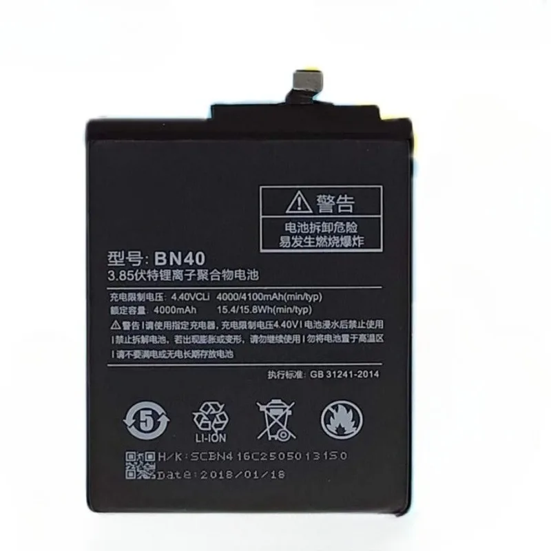 For Xiaomi Redmi 4 Pro Prime 3G RAM 32G ROM Edition Phone Replacement Batteries BN40 New High Quality Battery 4000mAh+ Tools