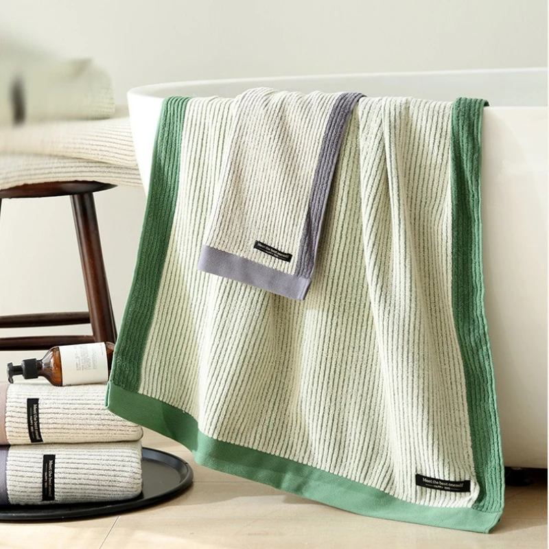 1PC Yarn Dyed Pure Cotton Large Bath Towel Soft Absorbent Household Shower Towel Luxury Bathroom Daily Use Gift Towels