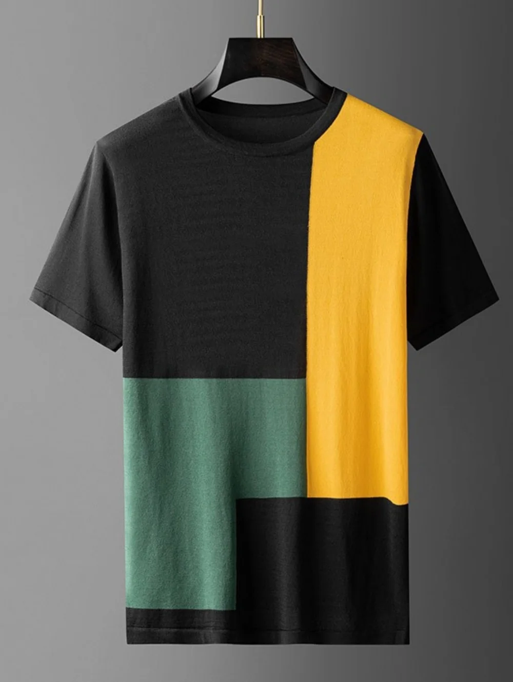 

Мужские летние футболки с цветными блоками и 3D-принтом, простые повседневные футболки с круглым вырезом и короткими рукавами, модная уличная одежда для мужчин