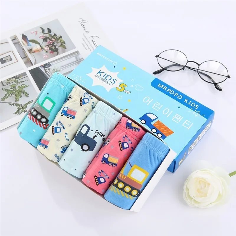 5Pcs/Set Multipack Dinosaur Pattern Style Cartoon Boys Briefs Cotton Kids Boxers Breathable Children Underwear For 3-12 Years