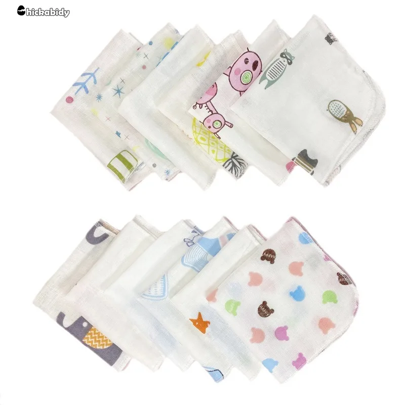 1pcs Baby 2-layer Pure Cotton Printed Long Square Towels Combed Cotton Long Gauze Towel Newborn Feeding Towel Baby Washing Towel