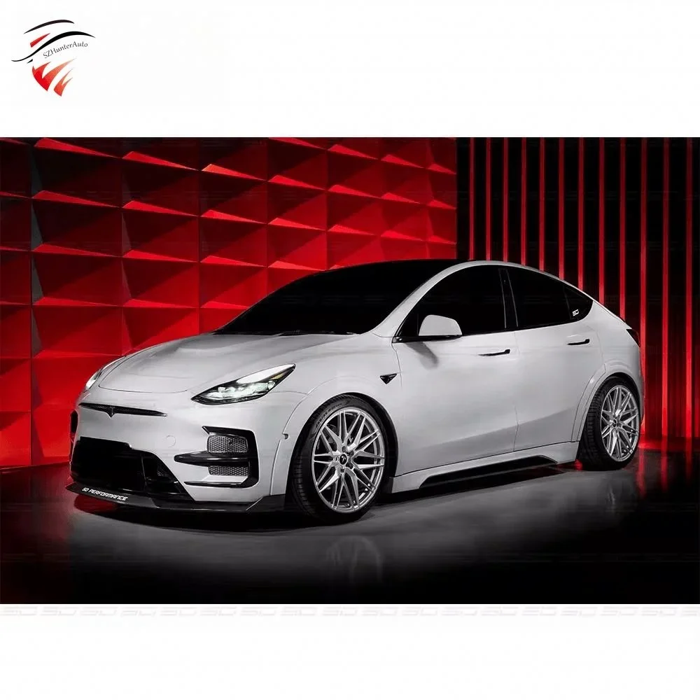 pp and carbon fiber bodykit bodykit for model y 2019+ front bumper front lip side skirts wheel eyebrow rear diffuser spoiler