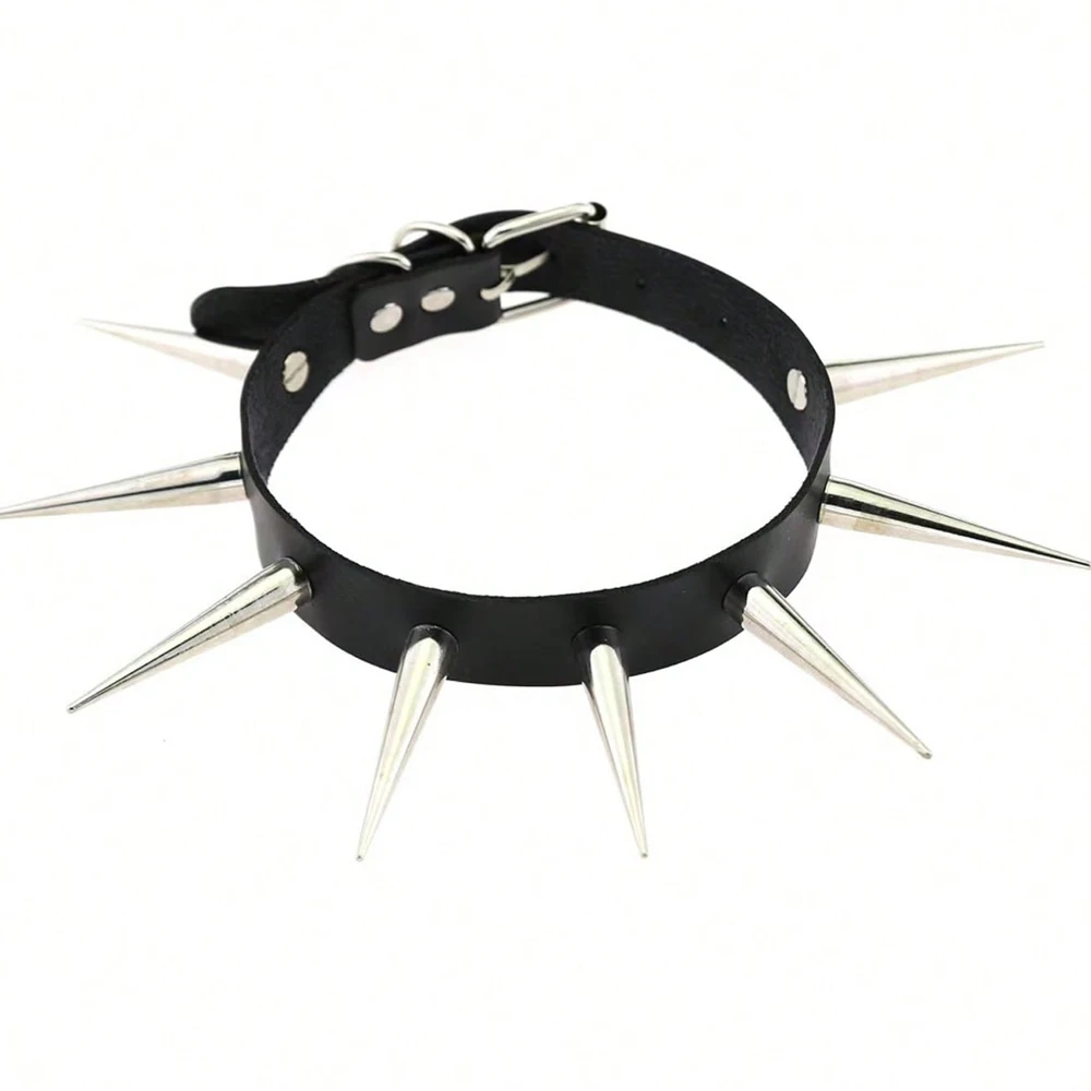 Gothic Punk Necklace With Long Studs, Exaggerated Rock Collar, Halloween Costume, Gothic Accessories, Durable Fashion Items