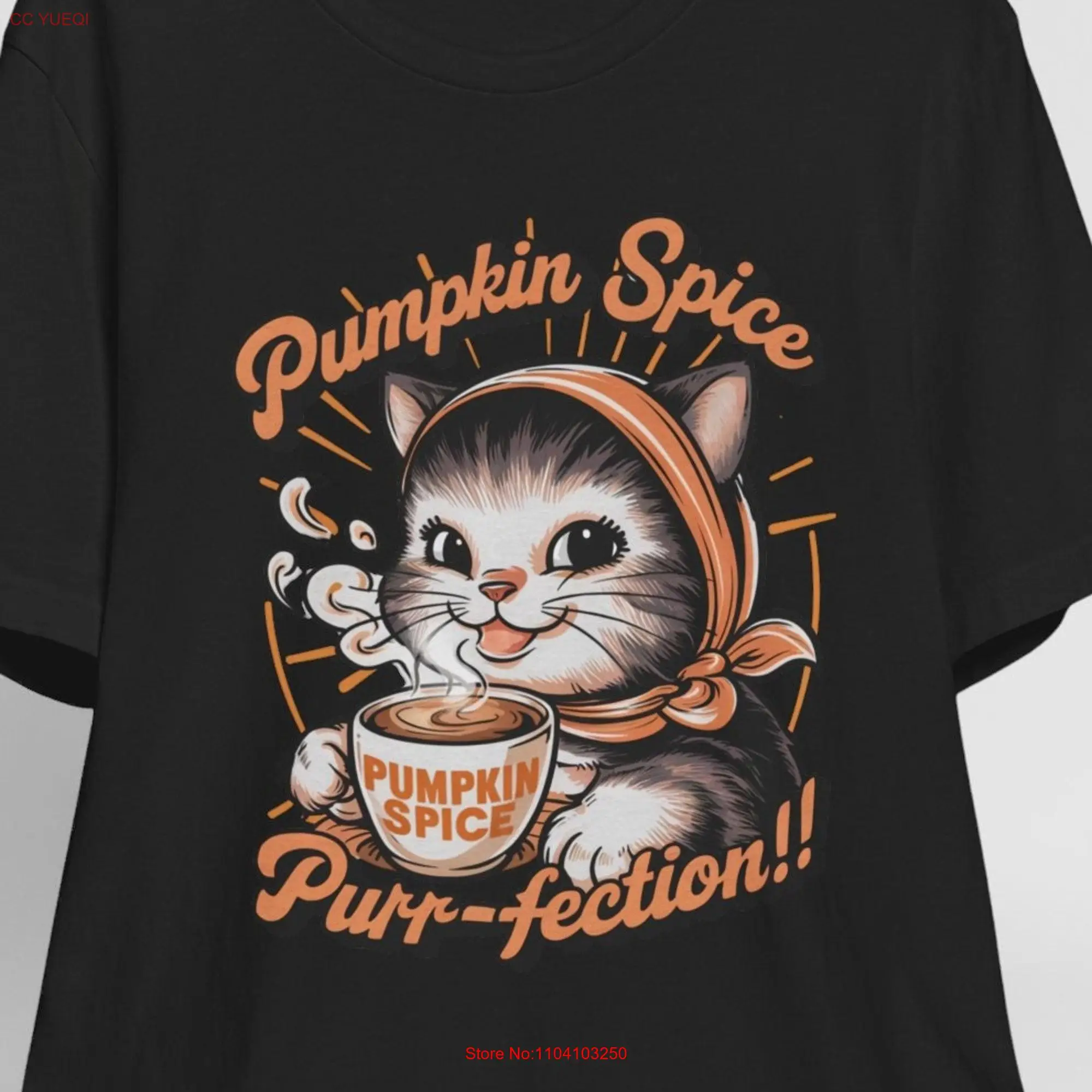 Pumpkin Spice Purr fection T Shirt Cat Pun Fall Harvest Cozy Orange Kitten for Lover Feline Beverage Crisp Air Latte Cute