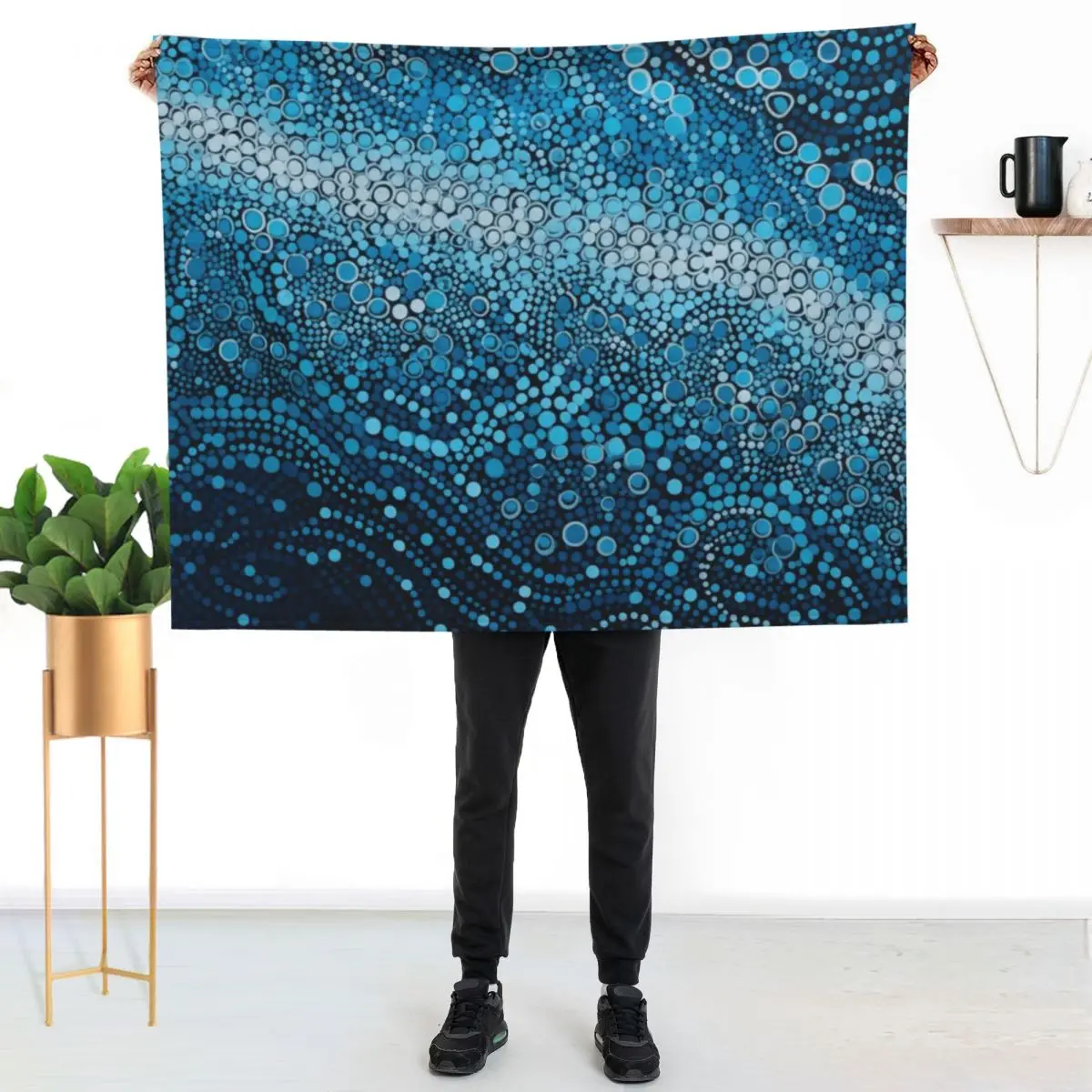 Aboriginal Authentic Art - With The Waves Throw Blanket Decorative Beds Shaggy Kid'S Baby Thermal sofa bed Blankets