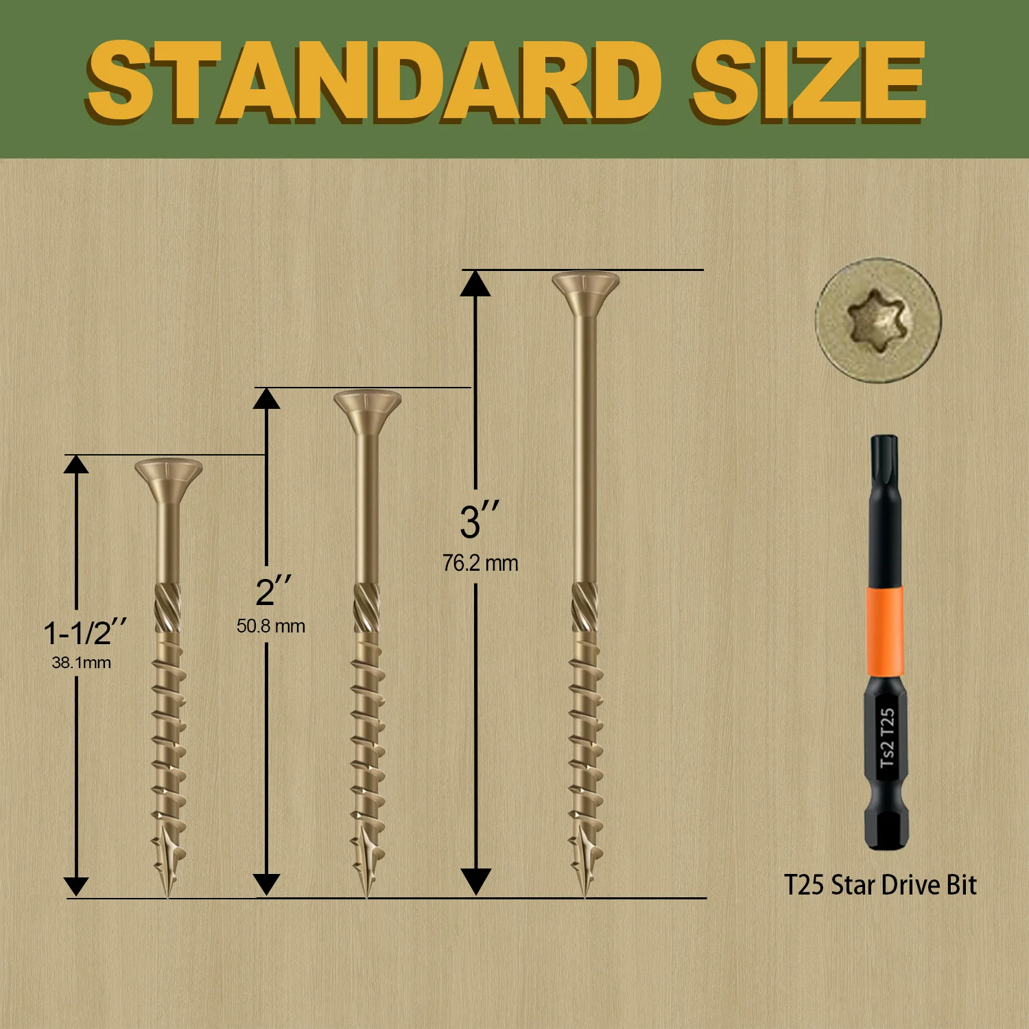 VKKM # 8*1-1/2 215 tornillos Torx para cubierta: vástago moleteado, zincado, garantía de por vida para proyectos al aire libre