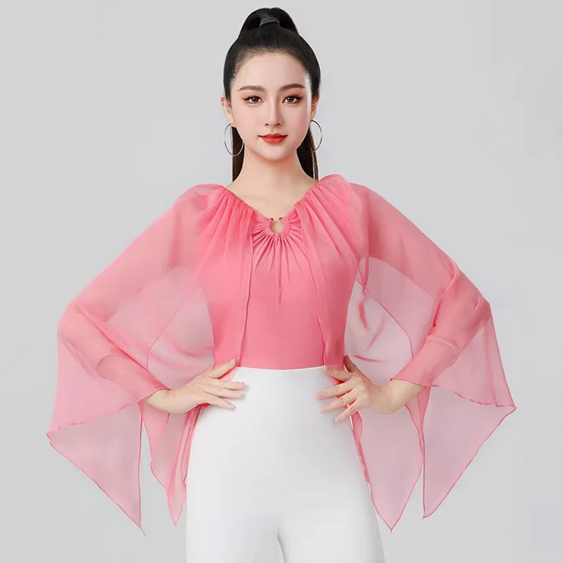 

Modern Dance Tops Floating Slim Women's Competition Balloorm Dance Bodysuit High-end Waltz Dancewear Women Latin Dance Shirt