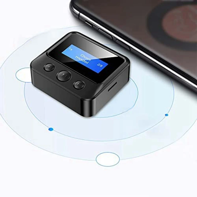 RISE-LCD Display Bluetooth 5.0 Audio Receiver Transmitter Adapter Insert TF Card MP3 Player Hands Free Call Receiver