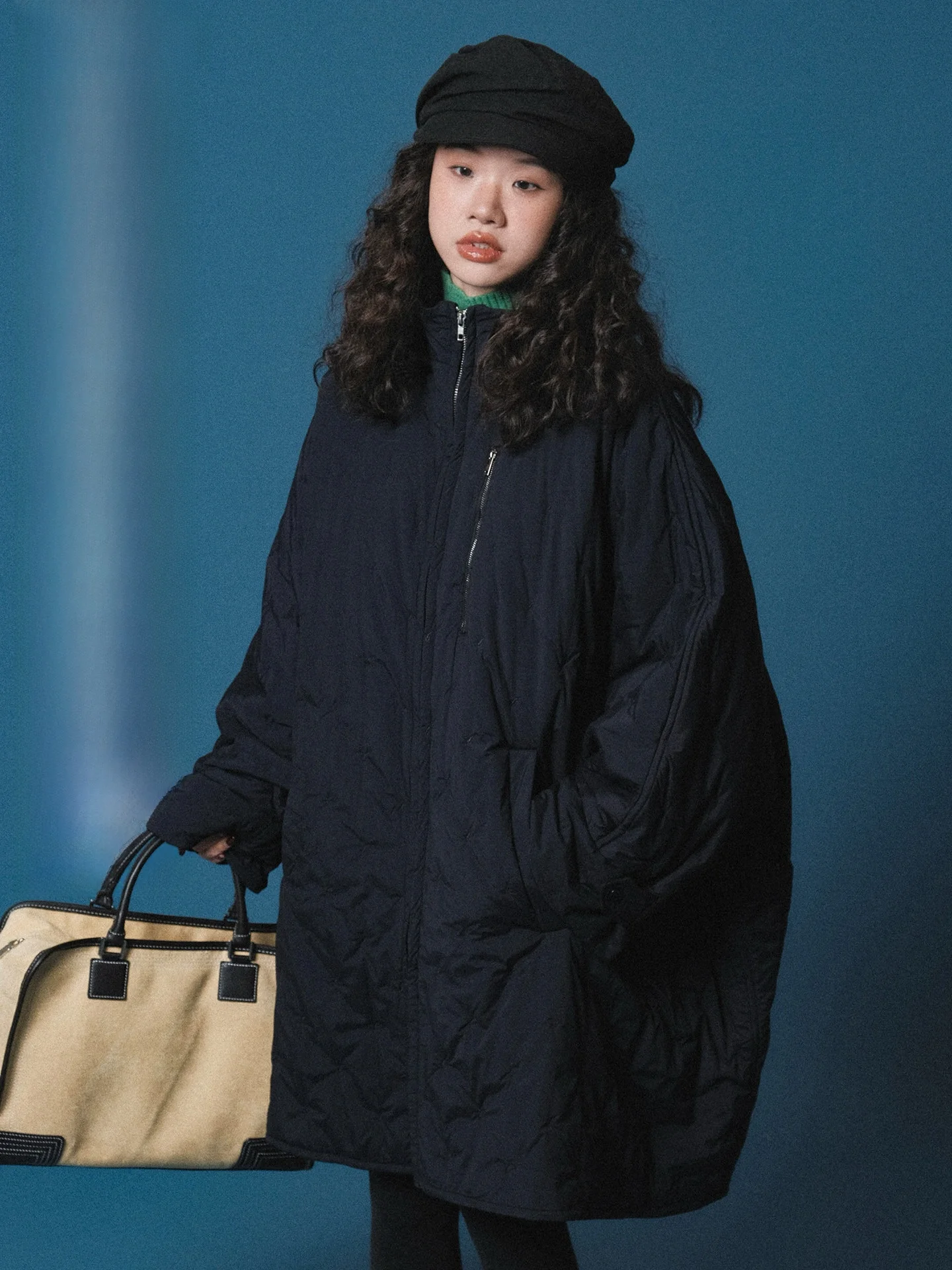 

Зимняя хлопковая куртка Ivy Yang средней длины с воротником на молнии, вышивкой, свободного кроя, для повседневной носки, стильная, длинная, утепленная