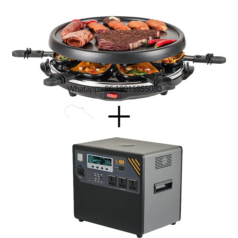 

Portable Outdoor Picnic Electric Barbecue Raclette Grill Iron Commercial Smokeless BBQ Griddle 3KWH Power Bank PTFE
