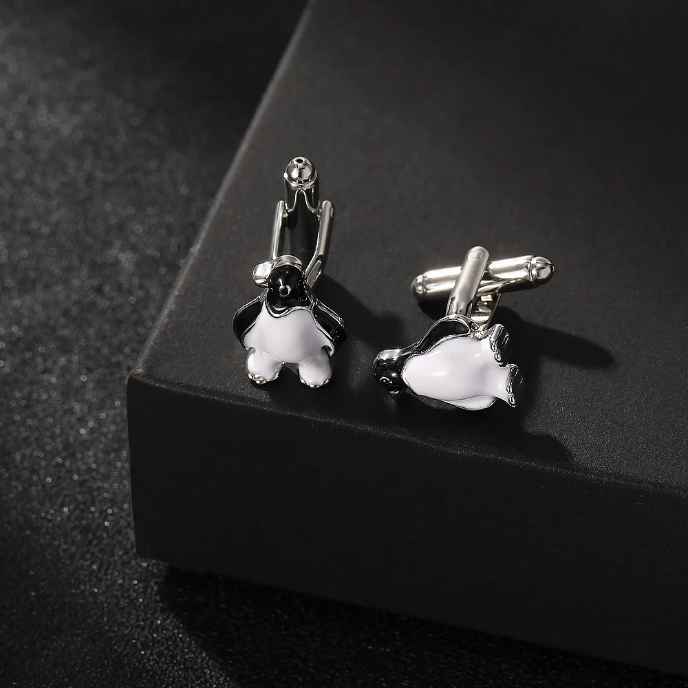 أزرار أكمام رجالي على شكل بطريق كرتوني مضحك، زر أكمام على شكل حيوان لطيف #5