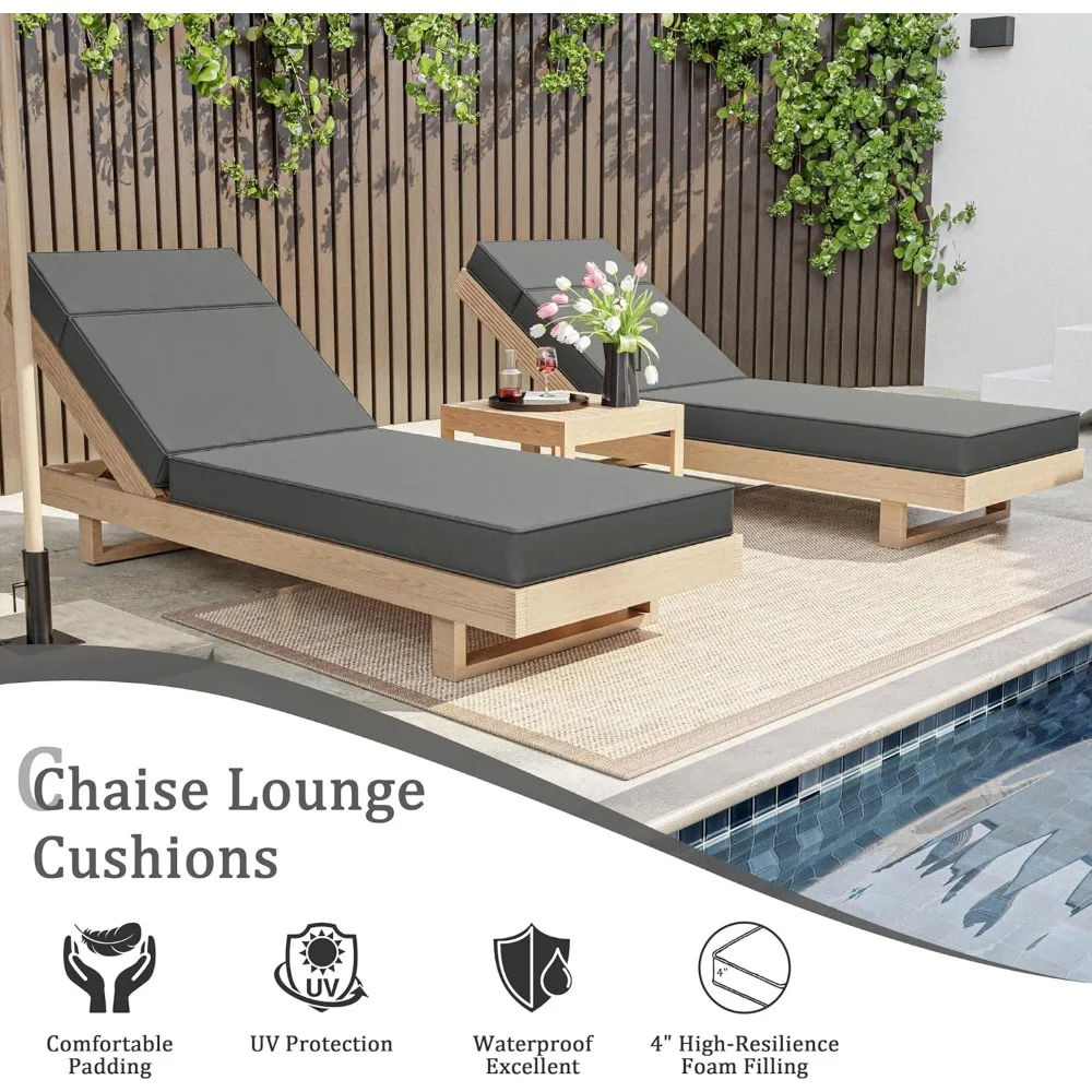 2 قطعة وسائد صالة تشيس الأثاث الخارجي 72 لتر × 21 واط × 4 D عالية الكثافة رغوة في الهواء الطلق صالة وسائد كرسي مع العلاقات المياه #3