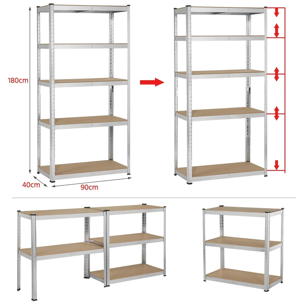 SmileMart 3pc 5 Shelf Boltless Adjustable Metal Storage Shelf, Silvershelf  tools storage  organize shelves