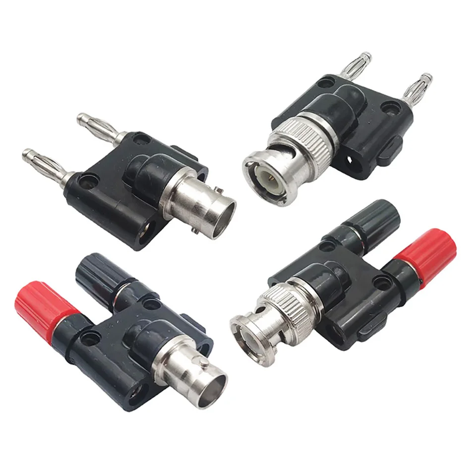 

Q9 BNC Banana To Two Dual 4mm Banana Male Female Jack Coaxial Connector BNC Tee Type 3Way Splitter RF Adapter High Quanlity