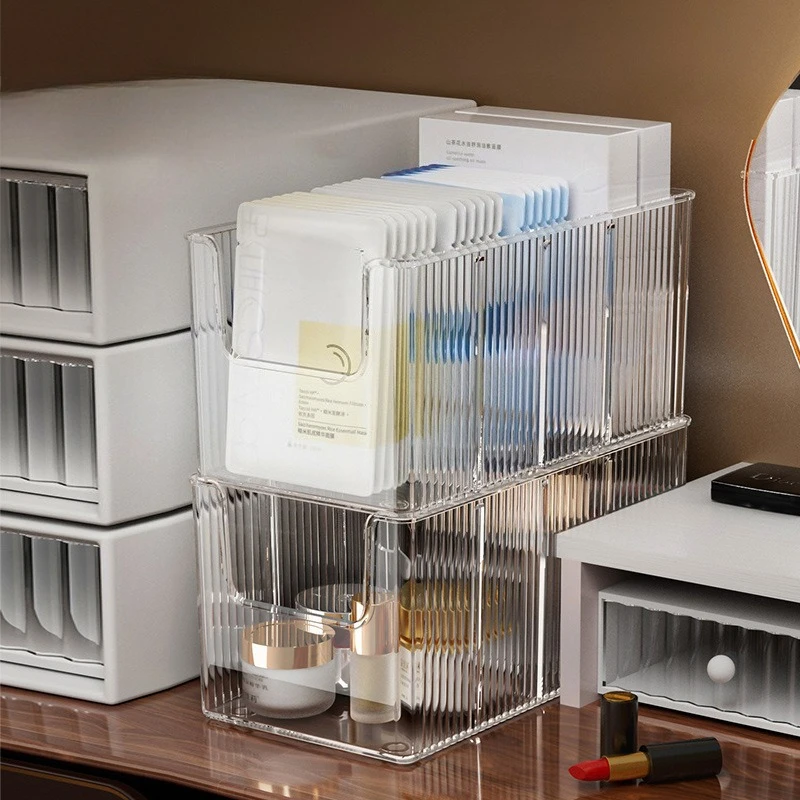 Transparente Acryl-Make-up-Aufbewahrungsbox mit Fächern für Kosmetik, Stapelbarer Organizer, Platzsparendes Hautpflege-Regal für die Arbeitsplatte