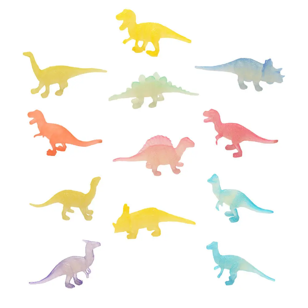 12Pcs Dinosaur Playthings Glowing Funny Kids Dinosaur Party Pretend Play Plastic Dinosaurs for Child