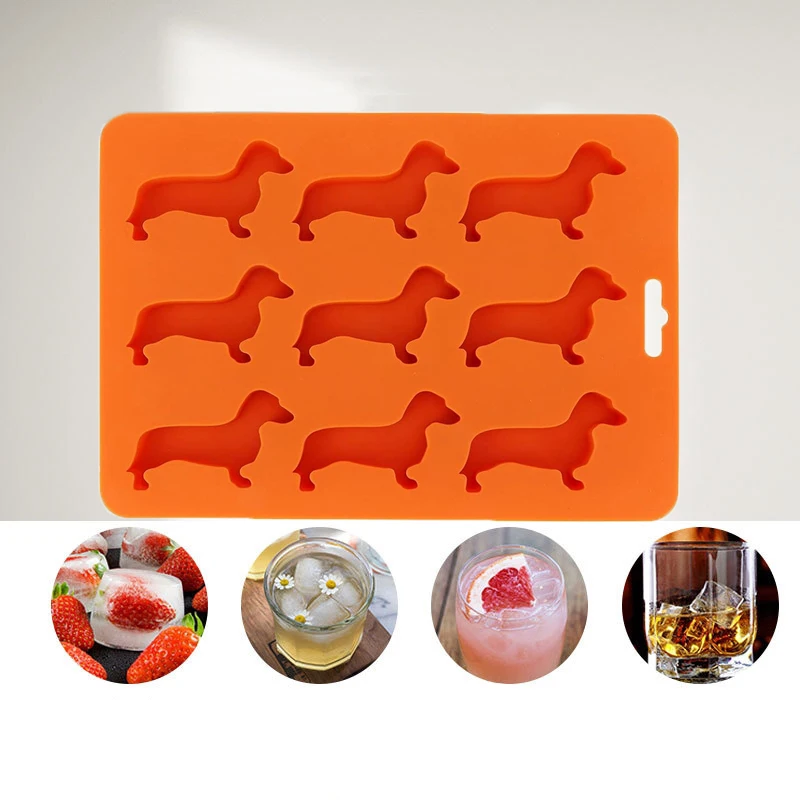 Cute Dachshund Dog Shaped Silicone Ice Cube Mold And Tray For Drink Ice Maker Candy Chocolate Biscuit Fondant Cupcake Cake Decor