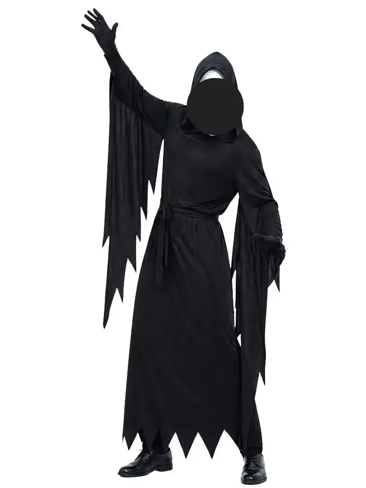 Halloween Erwachsenen-Scream-Kostüm Horror-Geist-Sensenmann Schwarze Robe Geisterhaus-Party Cosplay-Kostüm