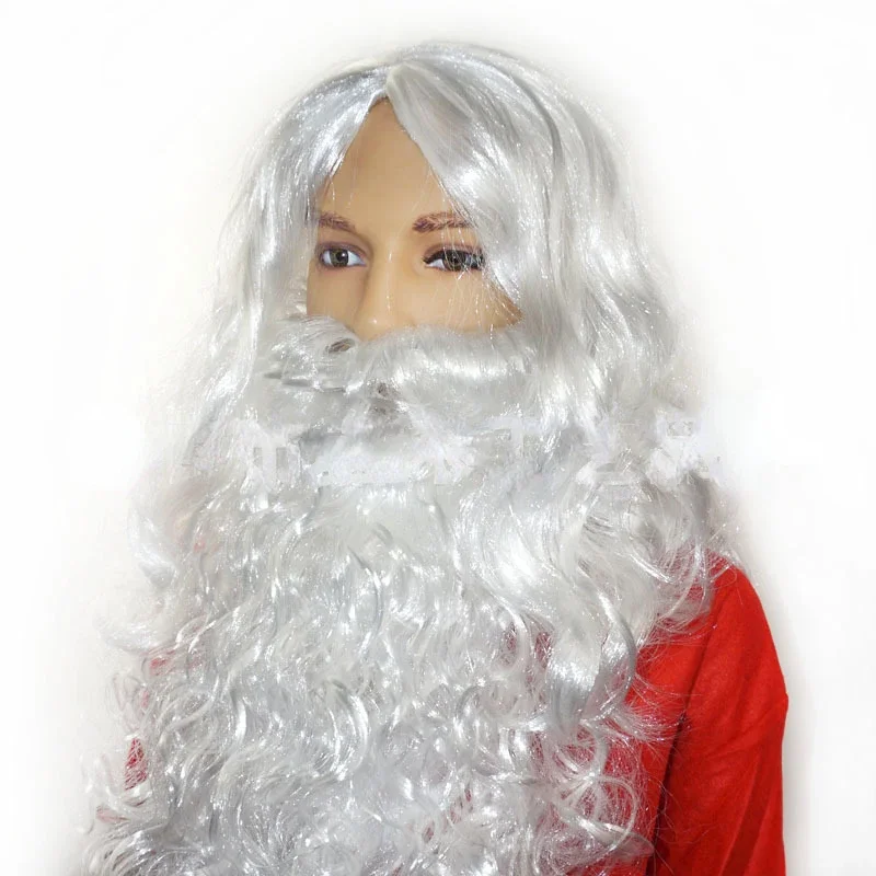 2 Pcs/lot of Santa Claus Costume Props Set Party Fun Christmas White Wig Long Beard Decoration Articles Handicraft Accessories