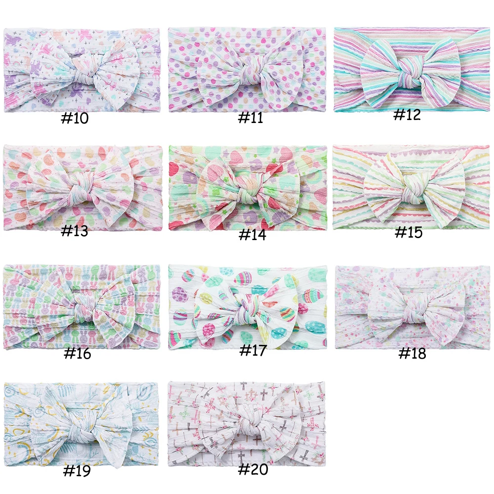 2023 Floral Print Baby Nylon Headband Cable Knit Turban Headwraps Baby Shower Gift Kids Girls Hair Accessories