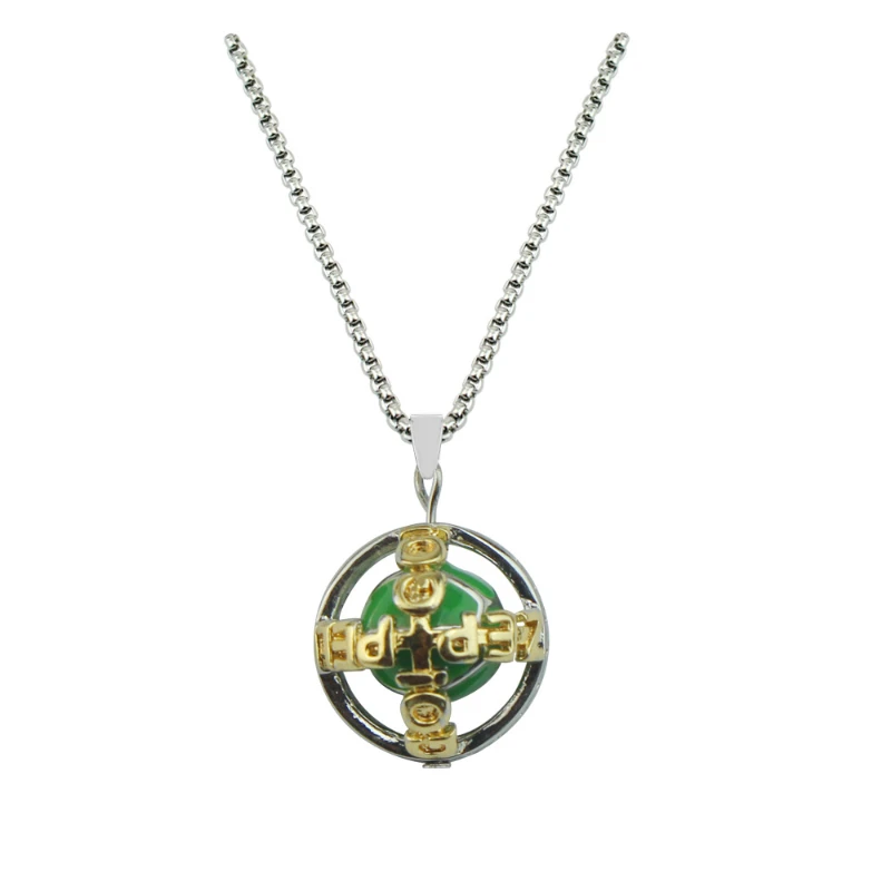 Julius Caesar Zeppeli Anime Peripheral Accessories Character COS Green Enamel Rotating Spherical Two-dimensional Anime Necklace