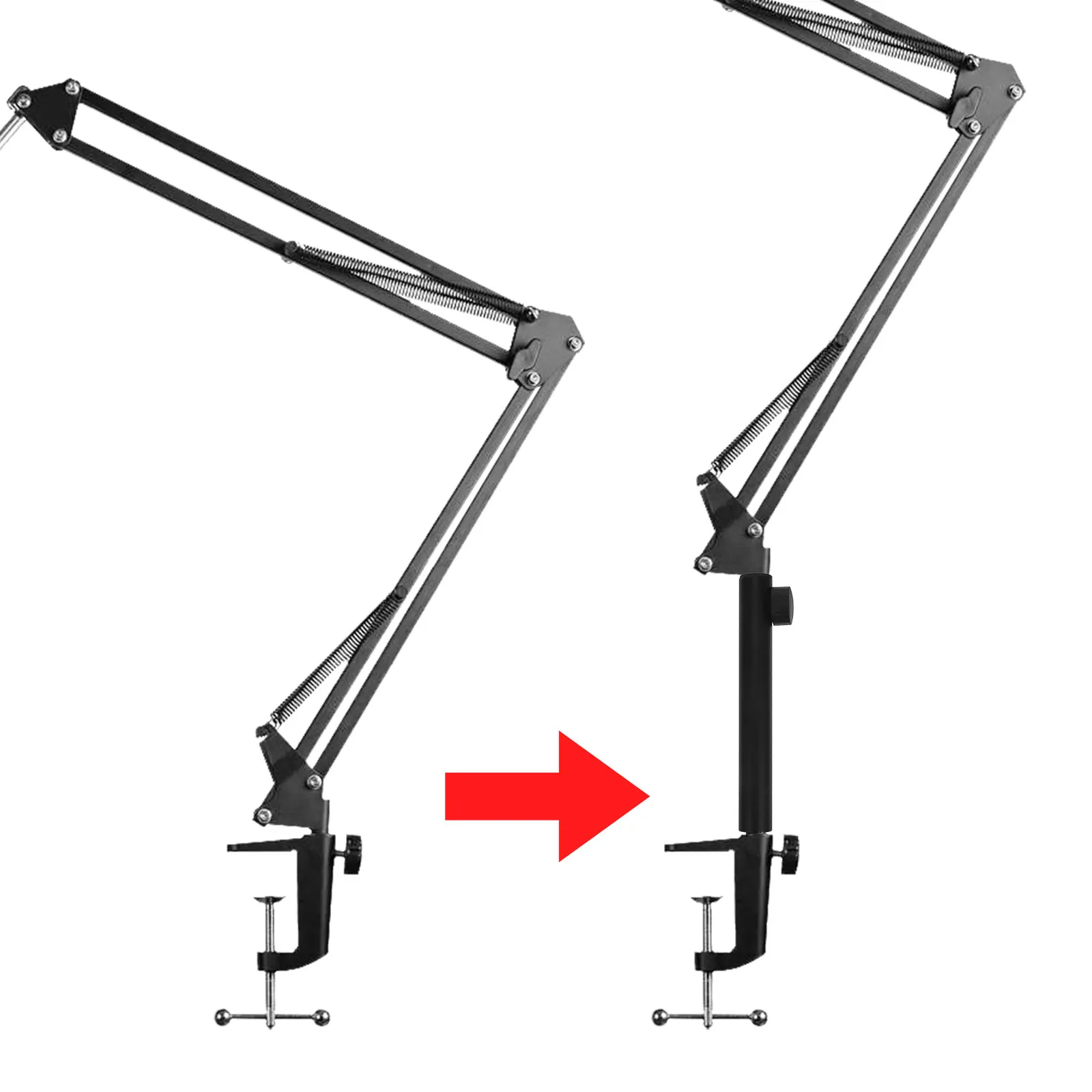 

Microphone Extension Tube 16cm Microphone Extension Rod Aluminum Alloy Stand Accessories Desk Boom Arm Mic Stand Extender Rod