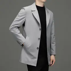 4-A61  Suit Jacket Long New Business Coat Casual Men's 2023 Mid-length Loose plus sizeet Men's Wear