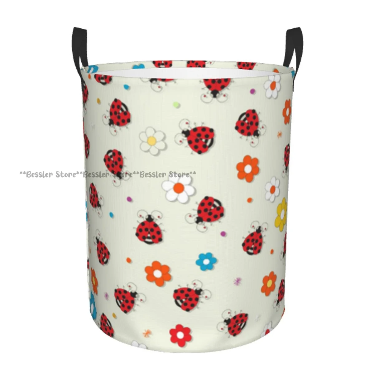 

Dirty Laundry Basket Ladybug Pattern Folding Clothing Storage Bucket