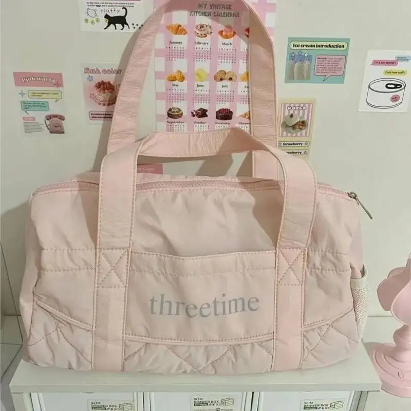 Bloom Haruku Pink Y2k Handbag Women Fairycore Hot Girls Soft Chic Casual Shoulder Bags Female Travel Underarm Bag Aesthetic