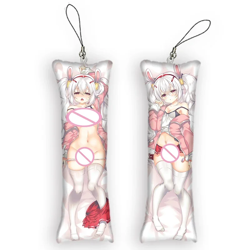 

4x12cmAzur Lane Double-Sided Printed Dakimakura Mini Keychain Cute Laffey Anime KeyChain Decor Pendant Otaku Bag Pendant