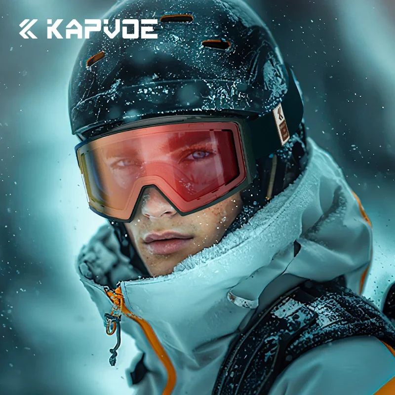 Kapvoe مكافحة الضباب نظارات التزلج اللونية نظارات الثلوج عدسة مغناطيسية الرجال النساء على الجليد طبقة مزدوجة الإسفنج نظارات نظارات الثلوج