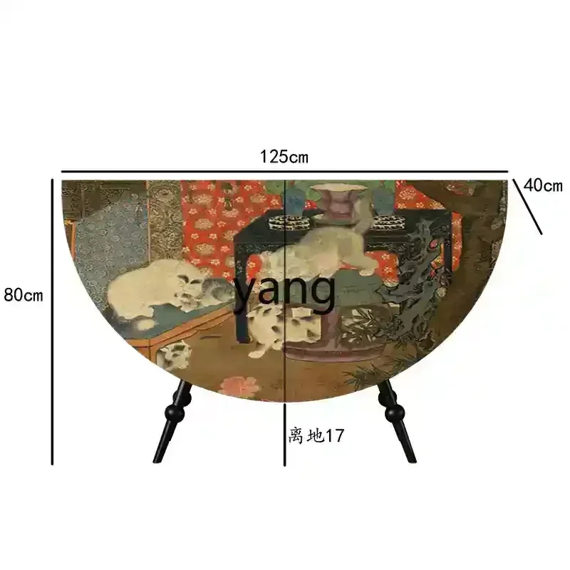xyy antique round entrance cabinet solid wood dining side cabinet special-shaped cabinet free customization