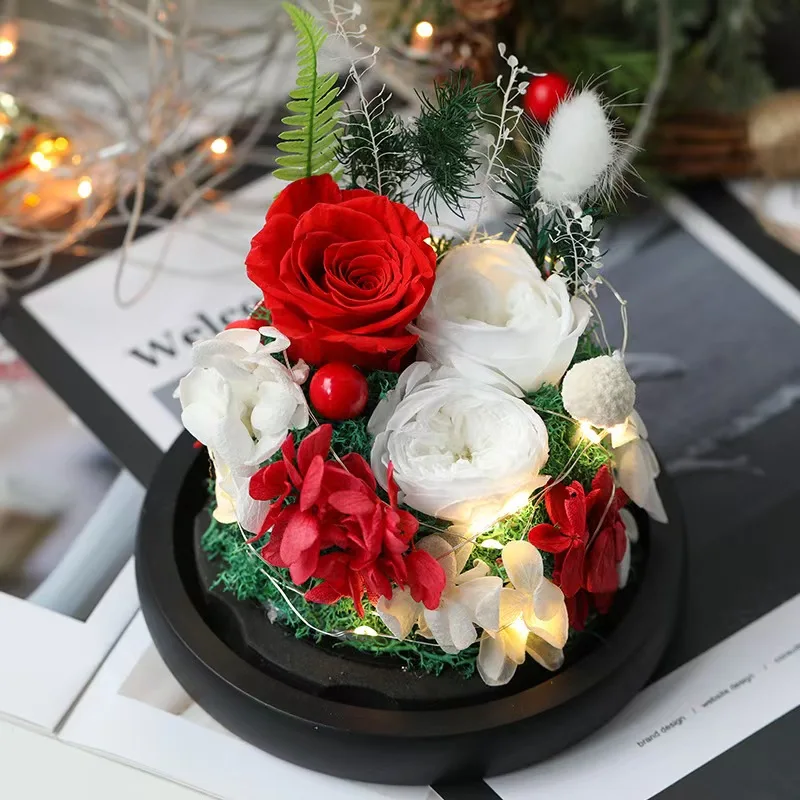 Christmas Eternal Flowers Box For lovers Friends Not Withering Dry Flower Gifts