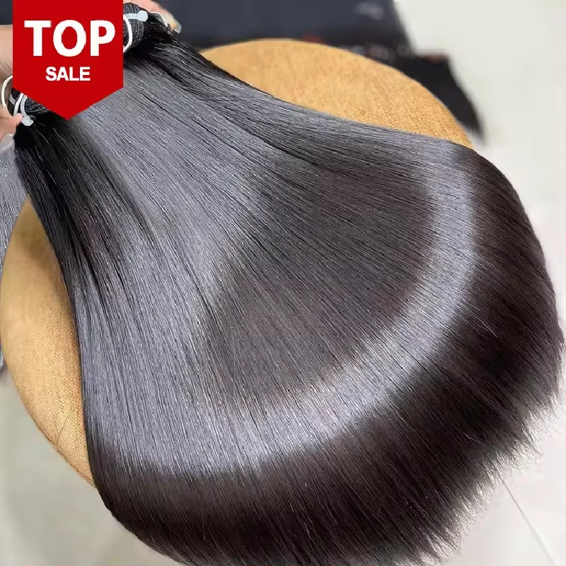 Raw Straight Human Hair Bundles 12A Grade Bone Straight Virgin Human Extensions 100% Original Vietnamese 4C Hair Double Weft