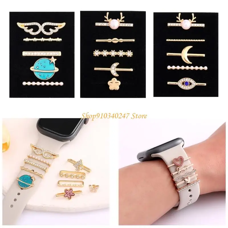 Q22A Сверкающие кристалл с акцентом съемные силиконовые часы чарки из нержавеющей стали украшения для различных случаев