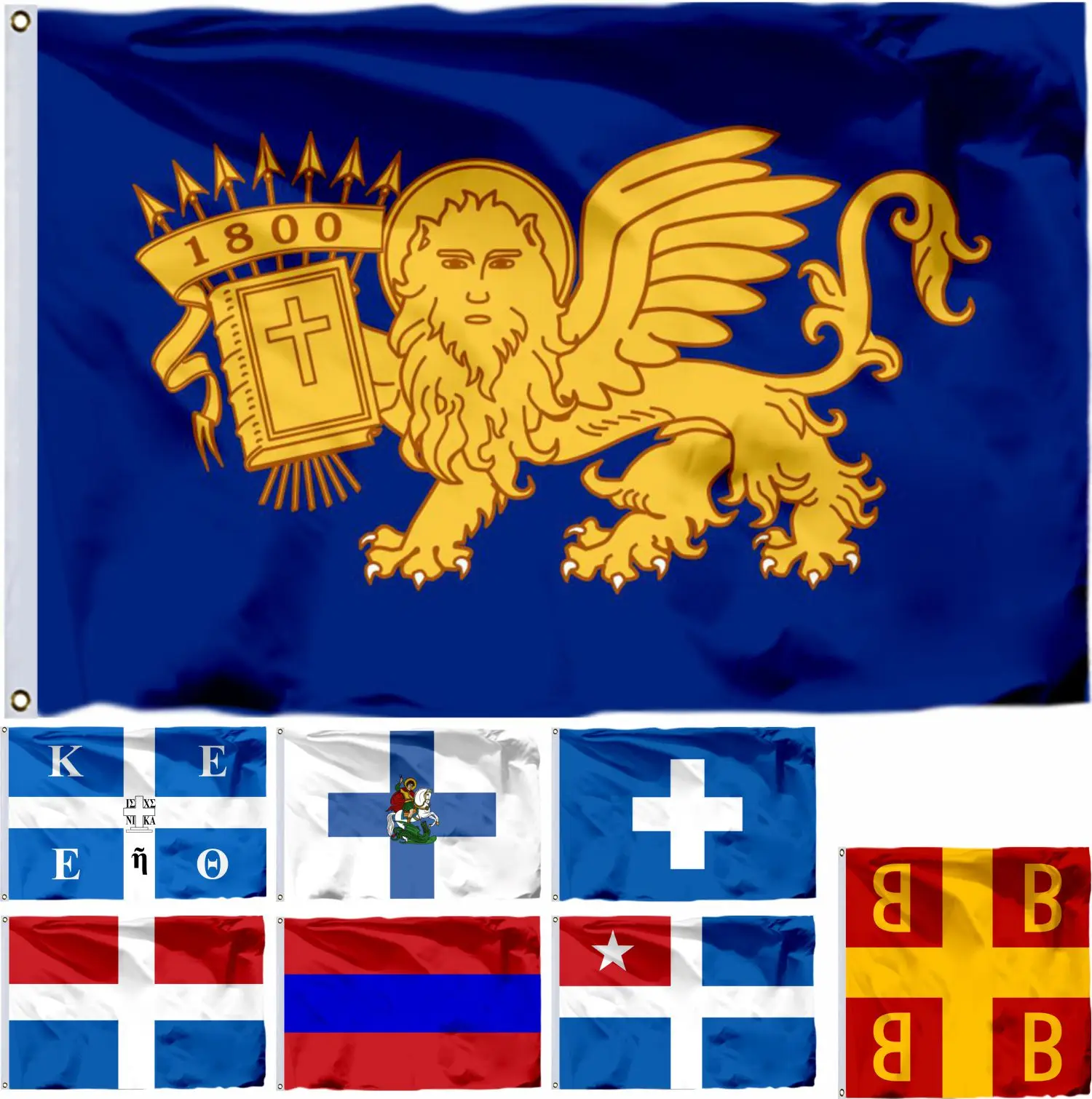 Greece Septinsular Republic Flag GR Cretan and Arkadi Cretan 3X5FT EOKA of Spachides 90X150CM Byzantine Imperial Banner