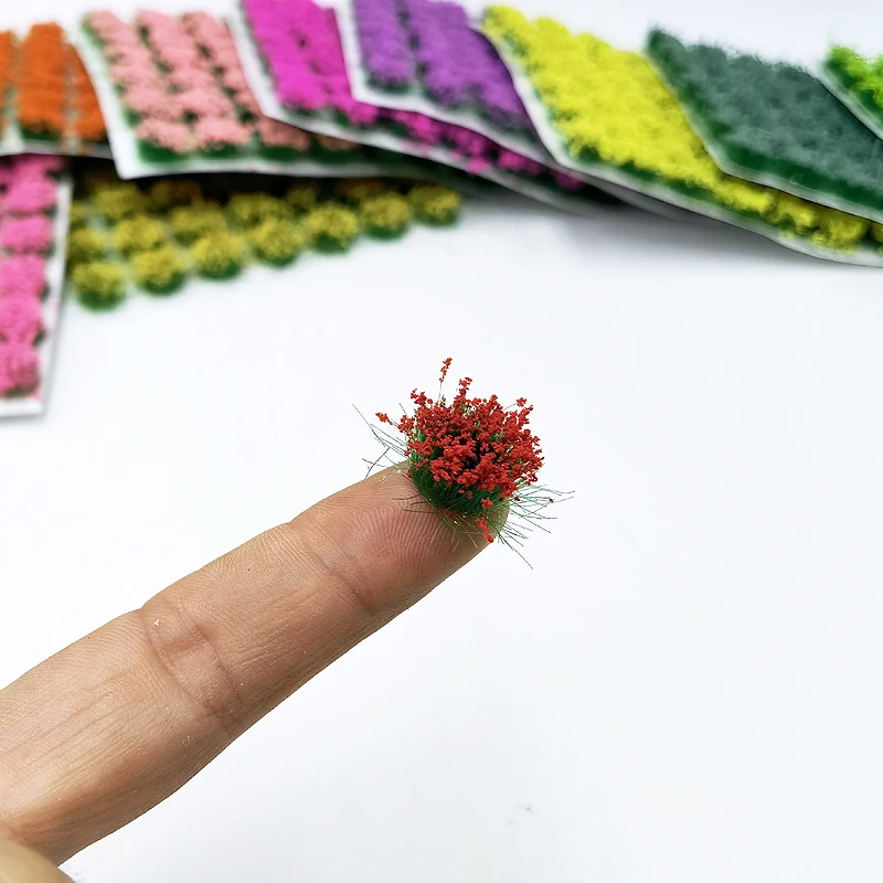 14/28/49 개/상자 소형 수제 DIY 꽃 클러스터 모델 모델 빌딩 인형 집 장식 규모 기차 철도 레이아웃