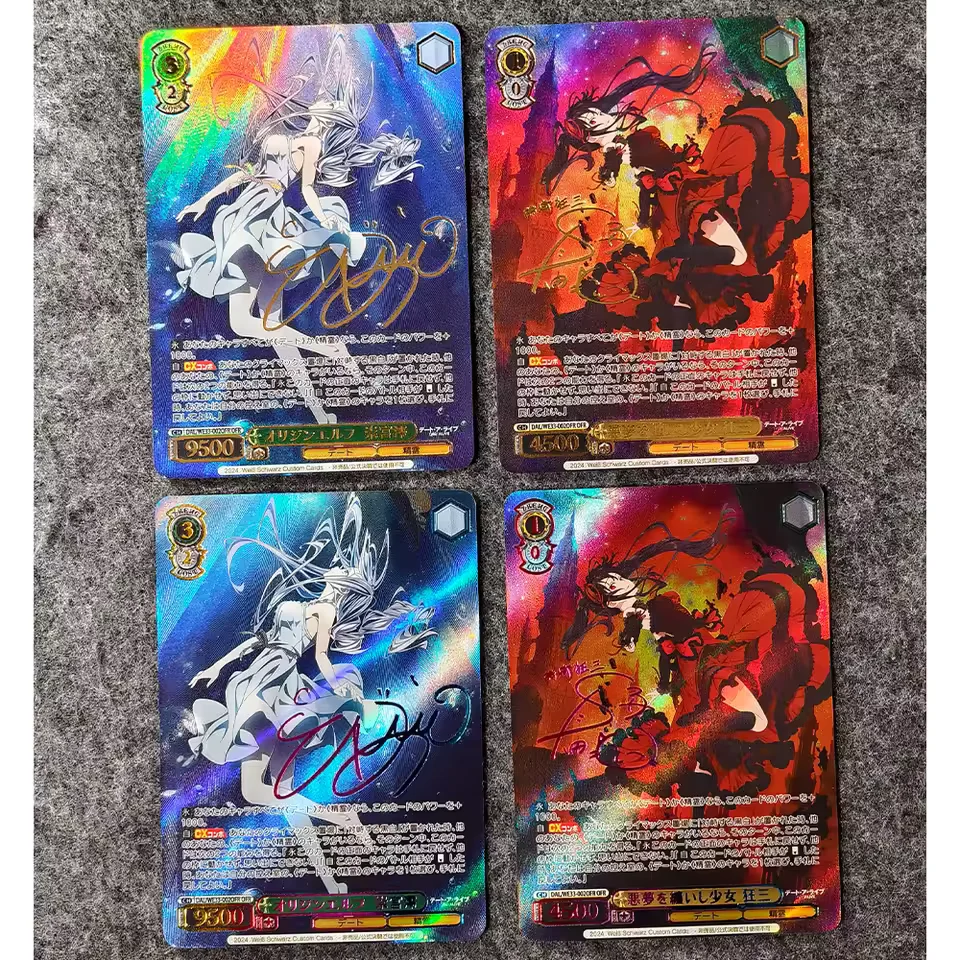 

2Pcs/set Ws Collection Card Date A Live Tokisaki Kurumi Takamiya Mio Signature Card Refractive Color Flash Uv Texture Gift Anime