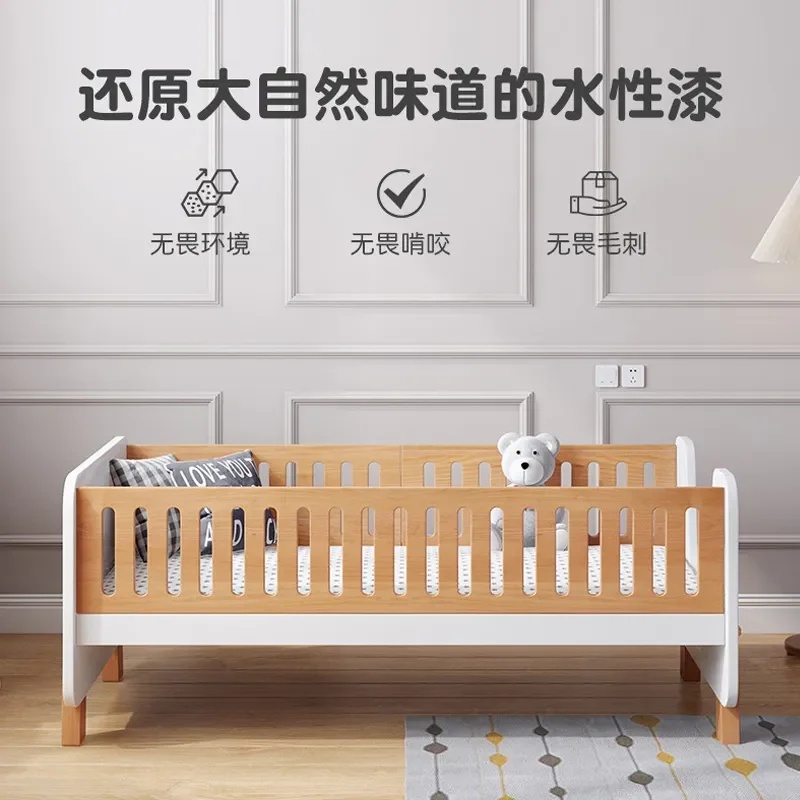for Nordic Children Splicing Bed Baby Crib Widened Bedside Bed with Guardrail for Boy and Girl Single Bed