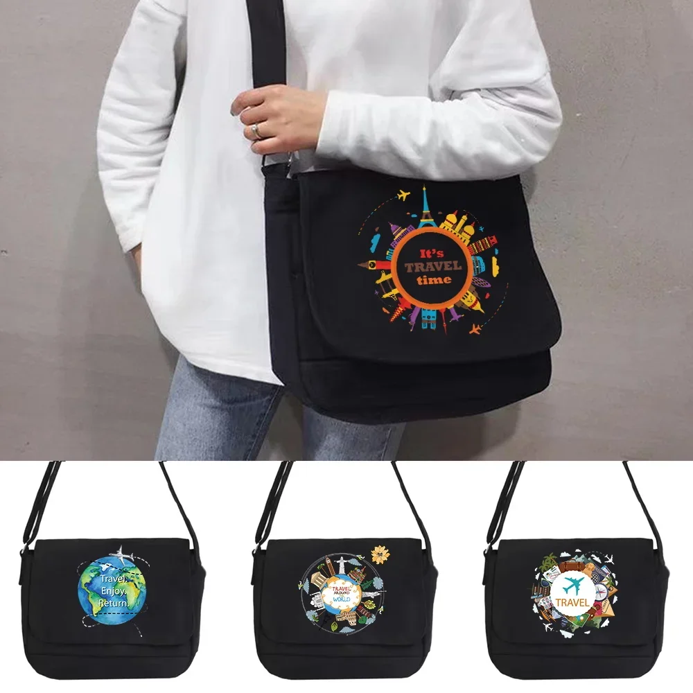 

Shoulder Bag 2023 Women Canvas Messenger Bags Casual Version Wild Organizer Travel Print Handbag Simple ese Crossbody Case