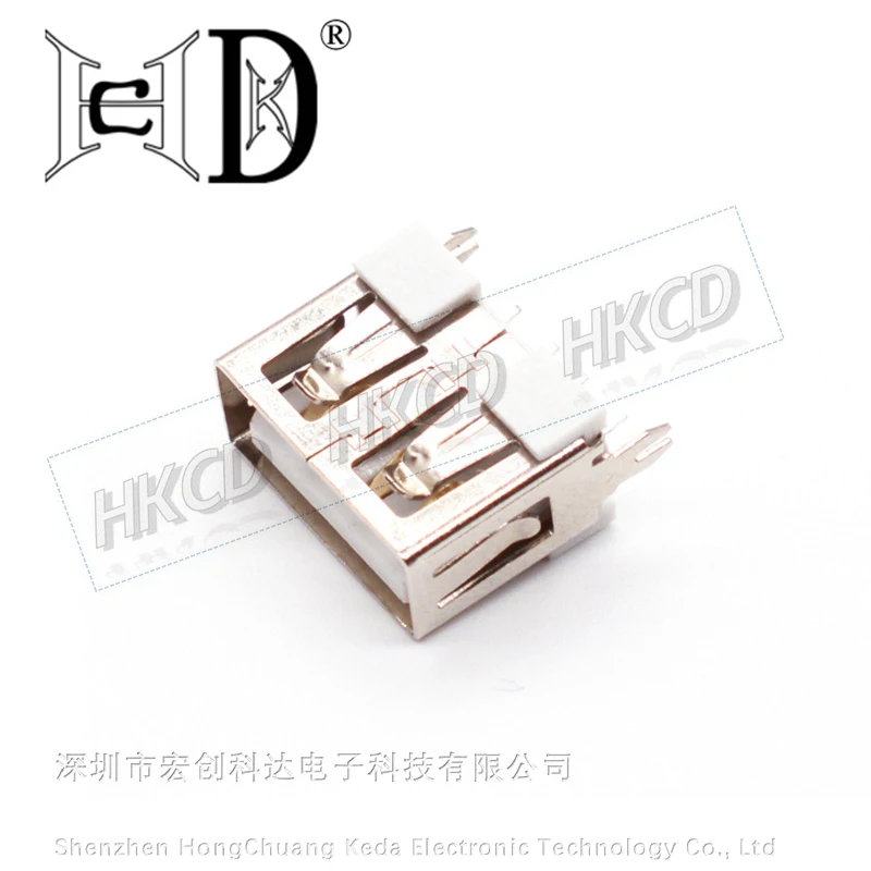 5 قطعة جسم قصير USB الإدراج المباشر العمودي A-أنثى AF 10.0H 180 درجة الغراء الأبيض 2.0 واجهة USB موصل ذاتي الصنع