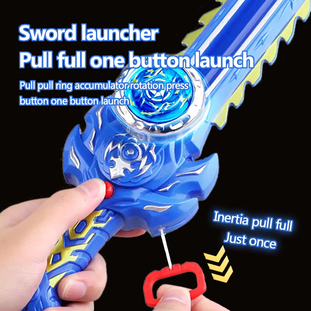 1pcs new sword-shaped gyro toy multiplayer interactive game alloy launcher holiday gift (accessories color random matching)