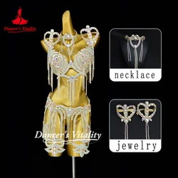 Belly Dance Performance Suit for Women Senior AB Stones Bra+belt 2pcs Customized Adult Children Oriental Belly Dancing Outfit