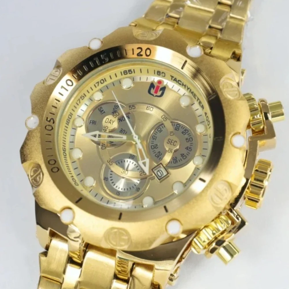 NEPIC Full Steel  Quartz Watch Men Business Three-eye Decorative Dial Top Creative Wristwatch Man Luminous Fashion Watches Clock