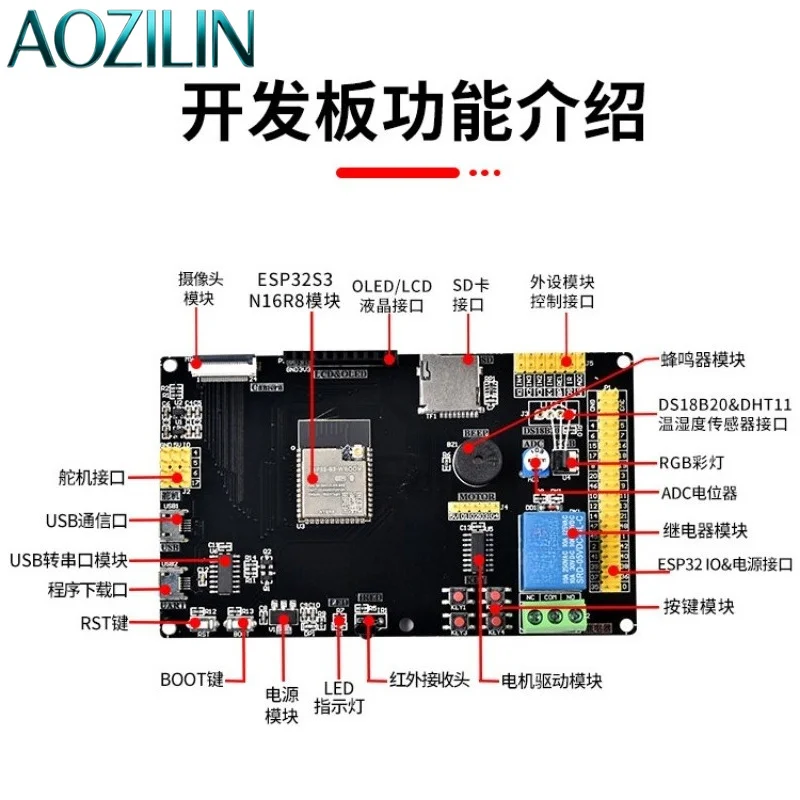 carte-mere-aozilin-esp32s3-avec-accelerateur-ia-integre-compatible-arduino-mixly-micropython-pour-le-developpement-de-la-vision-robotique