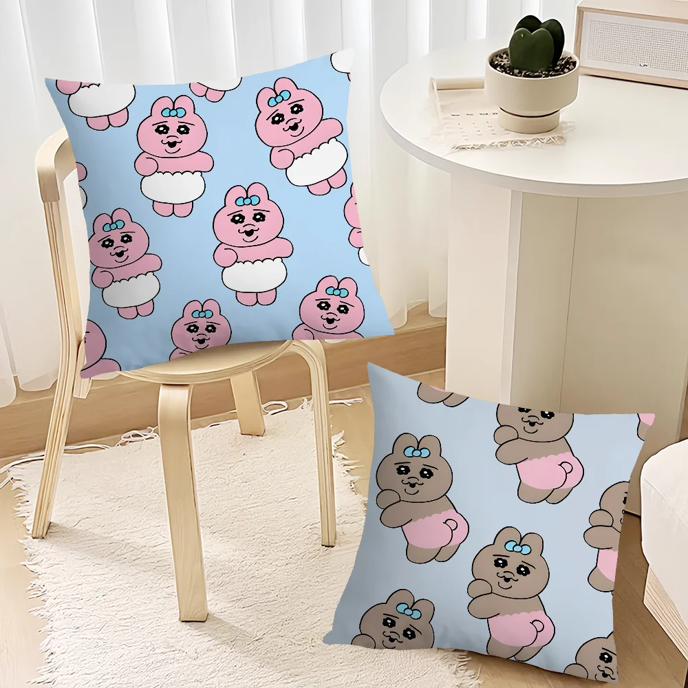 Cartoon O-Opanchus Usagis Funny Pillow Case Sofa Decorative Home Double-sided Printing Short Plush Cushion Cover