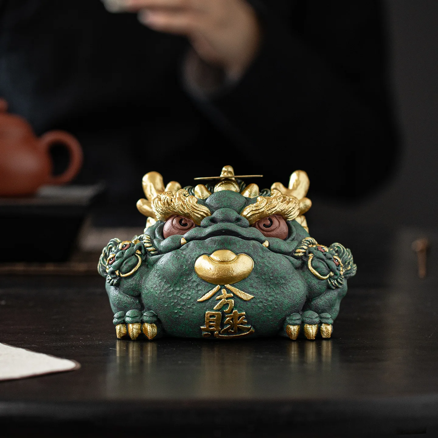 HYS creative gold mascot Bafanglai desktop decoration three-legged toad home landscape decoration tea pet ornament