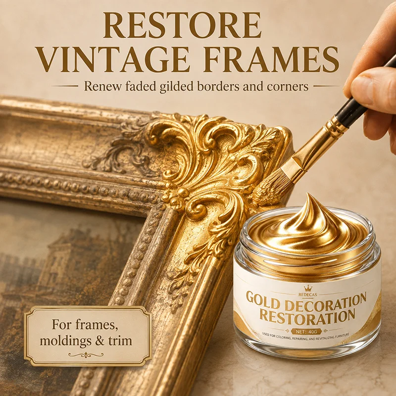 Gold Repair Paste, Refurbish Furniture & Hardware, for Wood, Metal & Resin, Highlight Carvings, Fix Worn Gold Paint