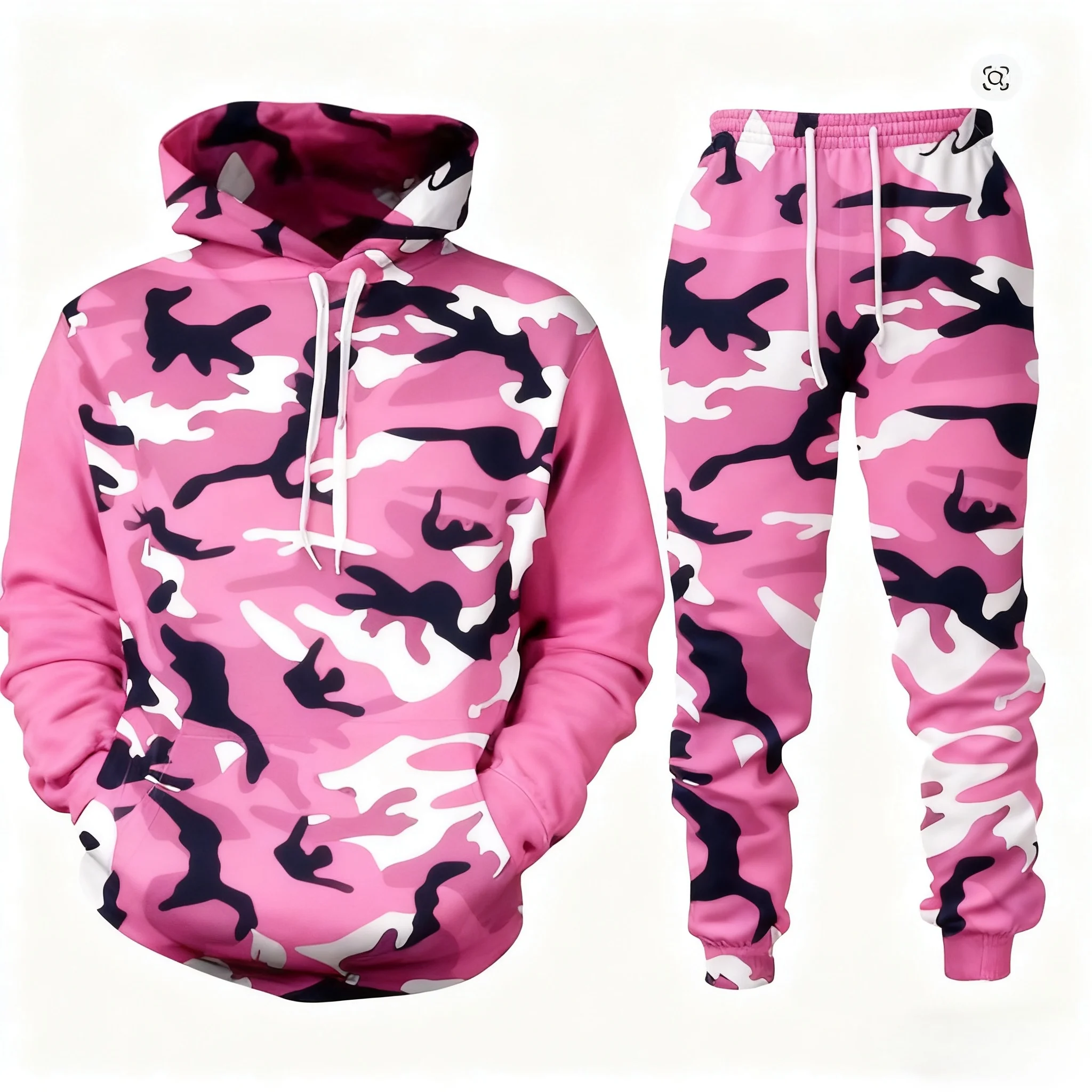 2026 카모플라주 후디 투피스 후디 팬츠 세트 산타클로스 3D 프린트 세트 남녀 패션 후디+팬츠 조깅 슈트