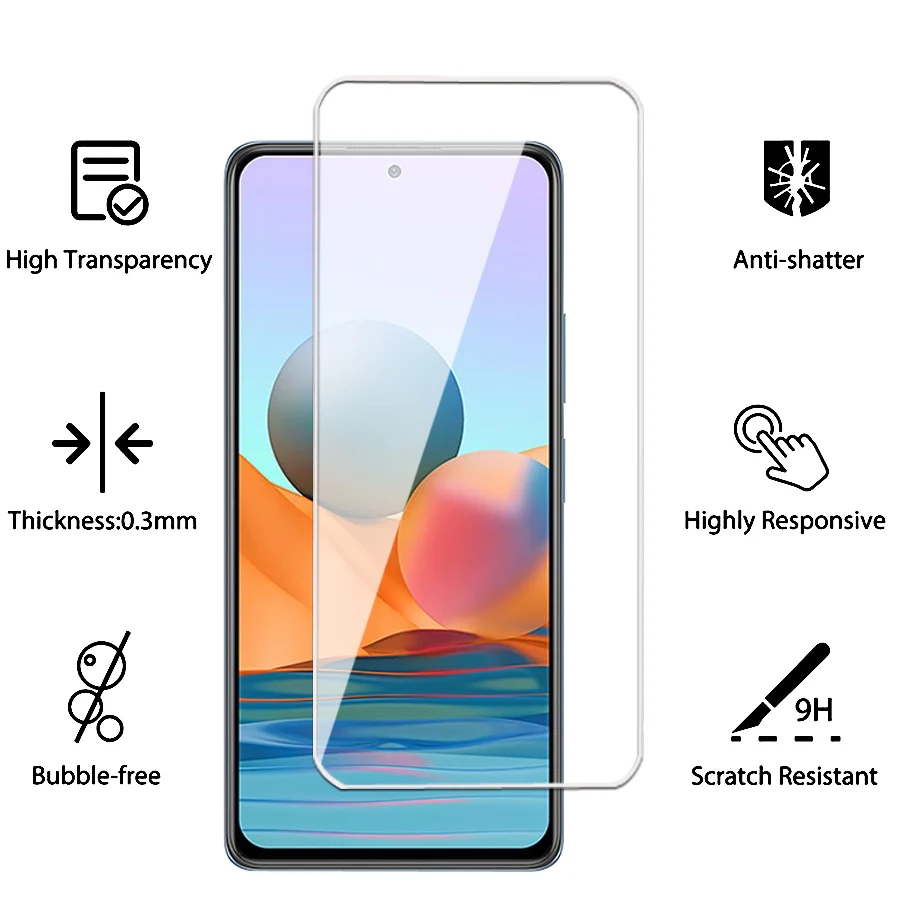 3Pcs Transparent For xiaomi Redmi Note 10lite Pro Max 4G 5G Tempered Glass Screen Protector for Redmi 10A 10C 10S 10T 4G 5G Film